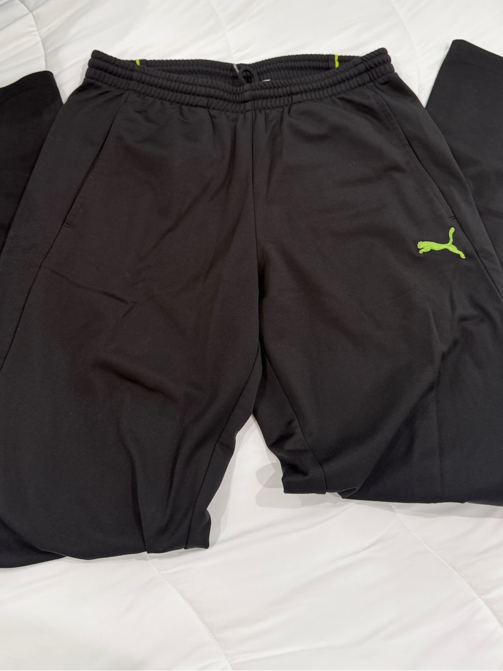 Puma Black Joggers with Neon Green Logo